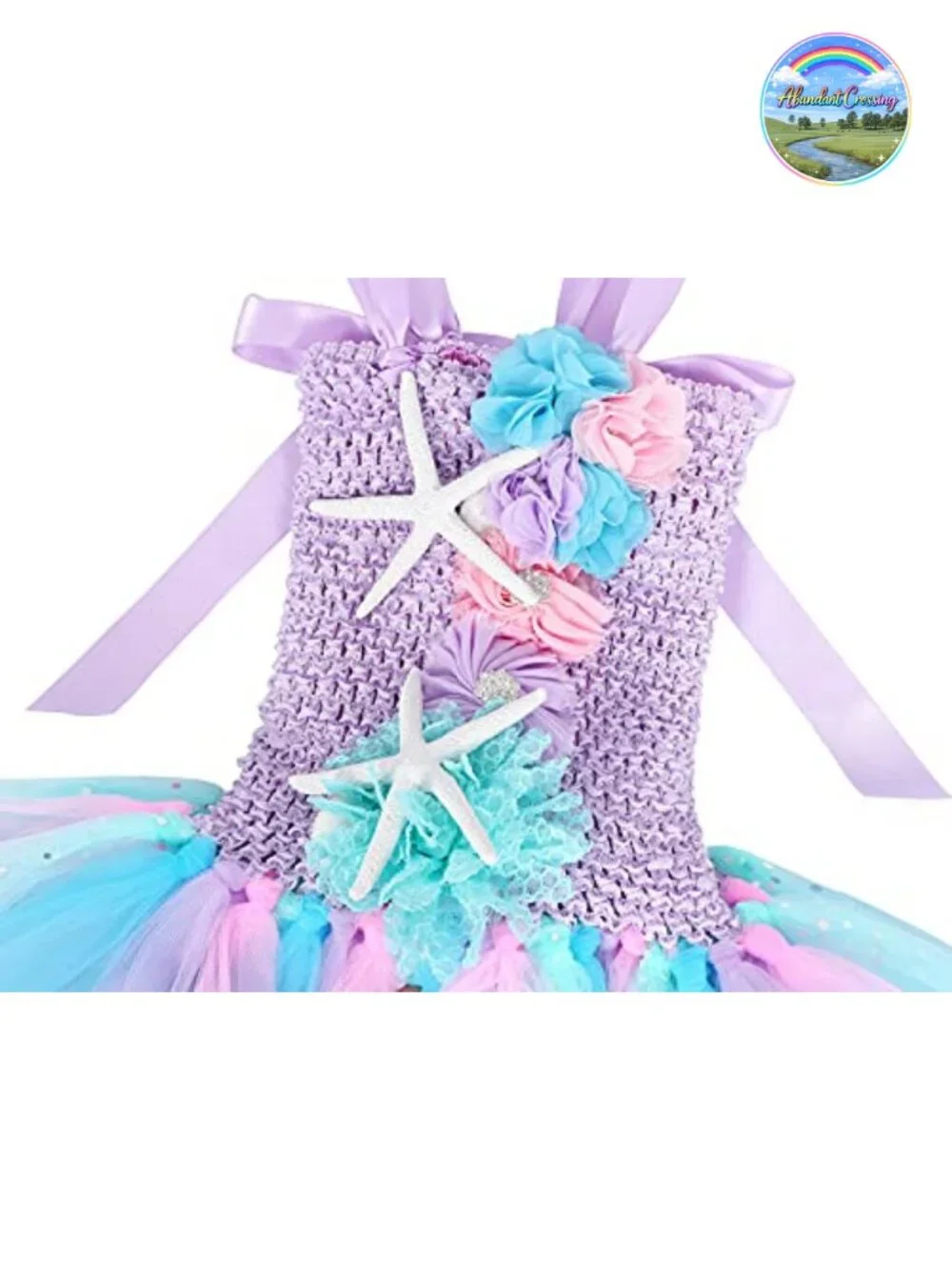 Girls Mermaid Tutu Dress Costume with Starfish Headband